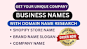create a business name, brand name, slogan, logo and website