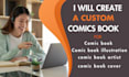 create a sequential comic book, cover, book illustration, comic book artist
