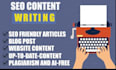 seo article writing, blog post writing, and content writing