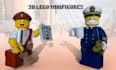 create custom 3d lego, character modeling, minifigure