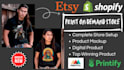 set up etsy shopify print on demand store, shopify etsy print on demand printify