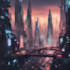 make futuristic cyberpunk city art