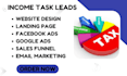 generate tax leads income tax leads tax preparation website landing page taxlien