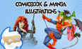 create custom comic book art and manga illustration