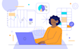 create a dynamic vector illustration in flat style