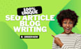 do SEO article writing, blog post writing, content writing