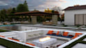 design landscape, backyard, frontyard, garden, patio, 3d rendering, hot tub