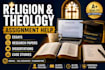 research and write on any aspect of religion and theology