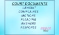 draft lawsuit, motion, pleading, complaint, petitions, answer, response