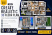 create realistic 3d floor plan from your 2d floor plan