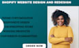 do shopify website redesign, shopify website design