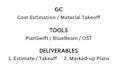 do construction estimate, estimation, material take off, and quantity takeoff