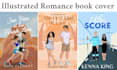 illustrate romance book cover design, young adult and ebook novel cover