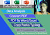 do data entry typing work, pdf to word, pdf to excel
