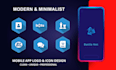 design modern minimalist mobile app logo and app icon