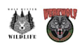create retro vintage dark art wolf head logo
