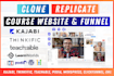 clone thinkific podia kajabi course website, sales funnel landing page expert