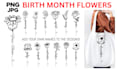 create custom birth flower bouquet ,family birth month print