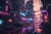 do cyberpunk futuristic city art