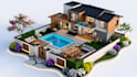 design 3d landscape 2d floor plan patio pool garden backyard and 3d rendering