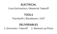 electrical construction estimate, material takeoff, quantity takeoff