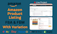 create and optimize amazon fba fbm product listings