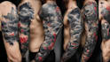 do premium trash polka design , sleeve tattoo