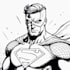 draw black and white comic superhero character line art