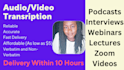 transcribe audio video files into high quality transcripts