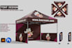 design tent, canopy tent, table cover and flag