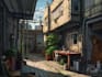draw environment, background landscape, urban, room art