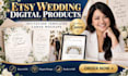 create digital products for etsy wedding invitation design canva template mockup