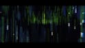 create a cinematic logo animation on a matrix movie level
