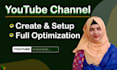 be create setup and SEO your youtube channel