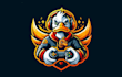 design eye catchy duck gaming mascot logo with express delivery