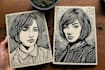 draw a custom portrait in linocut style