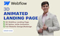 3d animated landing page react js 3d model three js, figma to webflow