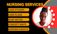 write nursing case studies, concept maps and progress notes