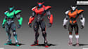 do anime style mecha robot illustrations