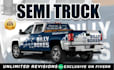 do professional box truck, semi truck, truck, bus wrap design