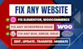 fix wordpress issues, website errors, php bugs, woocommerce and elementor