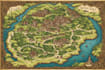 do line art fantasy map illustration
