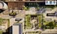 do backyard landscape design, garden, terrace, pool, patio and 3d rendering