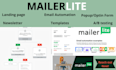 design responsive mailerlite landing pages, email automation, and popup forms