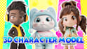 create 3d cute character design modeling, printing, game, rendering in blender