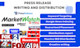 write and distribute press release to yahoo finance and top PR news sites