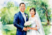 custom amazing watercolor couple portrait