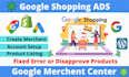 fix google merchant suspension and setup merchant center