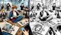 draw comic in manga style based on your script