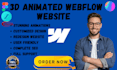build a 3d animated website by using threejs, webgl gsap nextjs r3f webflow, wix